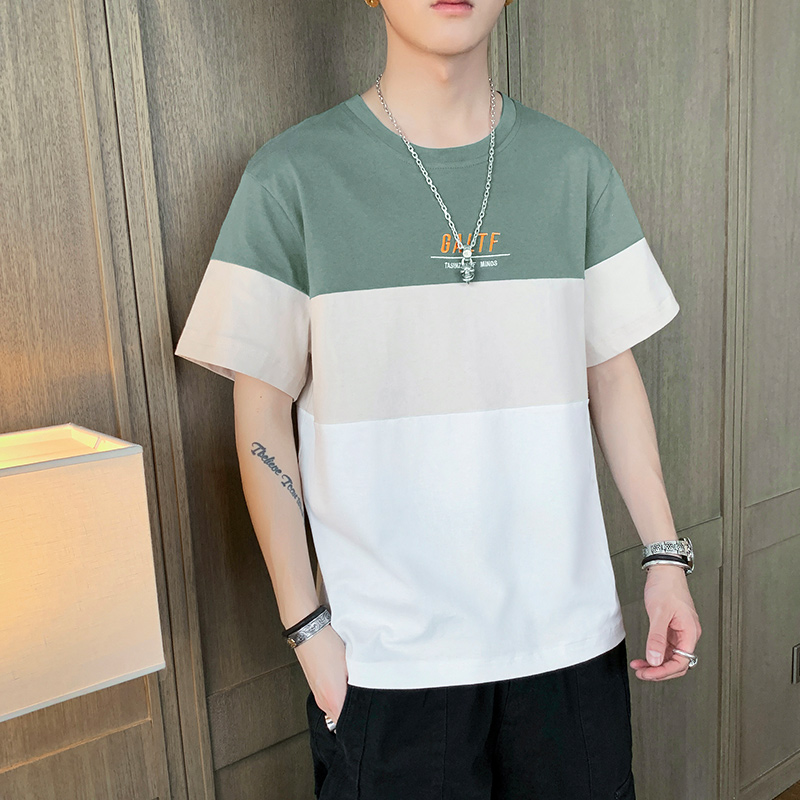 2020 T-shirt nam in ngắn tay mới hợp thời trang Nhật Bản thương hiệu giả hai mảnh khâu năm điểm áo sơ mi ngắn tay đẹp trai đẹp trai lỏng lẻo