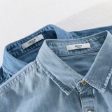 Рубашка, осенний лонгслив для отдыха, синяя хлопковая куртка