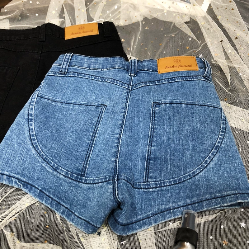 CCA tự chế siêu lửa đào quần jeans hông eo cao co giãn bó sát skinny gợi cảm quần nóng bỏng - Quần short