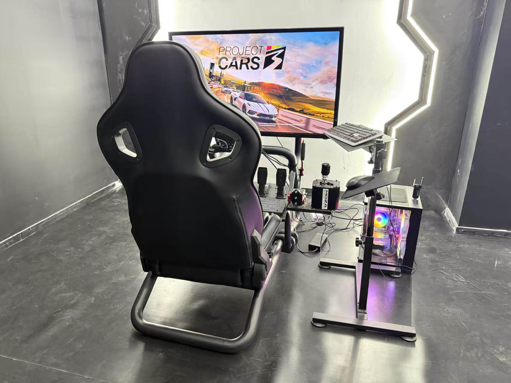 Racing Simulator Seat Steering Wheel Fixed Bracket with Monitor Stand Logitech Thrustmaster Magic Claw Speed Magic