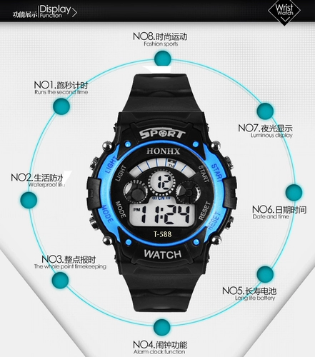 Цифровые часы, детские часы подходит для мужчин и женщин, водонепроницаемые универсальные мужские часы