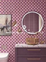 Nordic Colorful Purple Art Flower Brick Restaurant Kitchen Guard Balcony Flowers in Mind Anti Slip Wall Tiles Chain 300