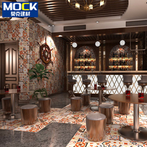 Small tiles toilet bathroom restaurant balcony tile Nordic background wall floor tiles 300x300 floral slices