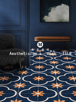 Small Flower Brick American Retro Toilet Tile Bathroom 200 Toilet Balcony Kitchen Blue Green Non-slip Floor Tiles