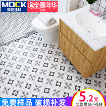 Tiles 200x200 vintage black and white Nordic toilet small flower non-slip floor tiles bathroom kitchen balcony wall tiles