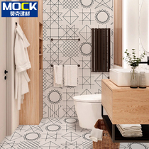 Tiles Nordic bathroom minimalist geometric lines kitchen wall tiles toilet floor tiles black and white tiles 300X300