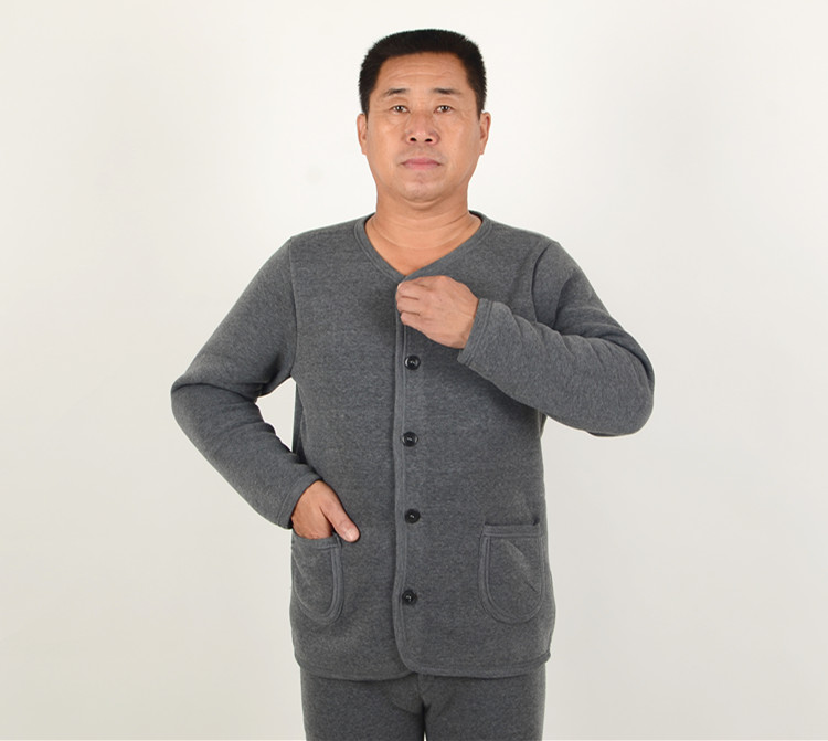 Bộ đồ nịt len ​​dành cho nam trung niên và cao tuổi cộng với phân bón XL dành cho nữ dày gấp đôi cộng với áo sơ mi nhung đơn shop đồ lót 