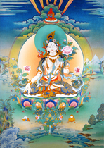 White Tara Portrait Living Room Study Decoration Painting Buddha Painting Buddha Image Painting Photo Paper Plastic Packaging Crystal Table Scroll Customization