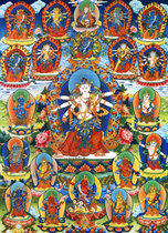 Custom Tianfa twenty-one God of Wealth Thangka picture photo paper printing double-sided plastic Tantric portrait Knot