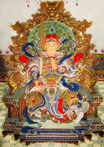 Customized Thangka Veda Bodhisattva portrait photo paper plastic sealing crystal table setting scroll hanging painting decorative painting