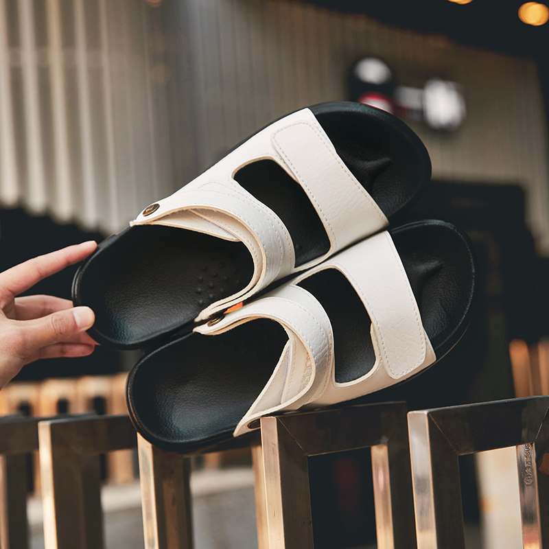 Summer slippers, men's summer fashion, couples, beach hole shoes, men's Velcro sandals, social students, flip flops