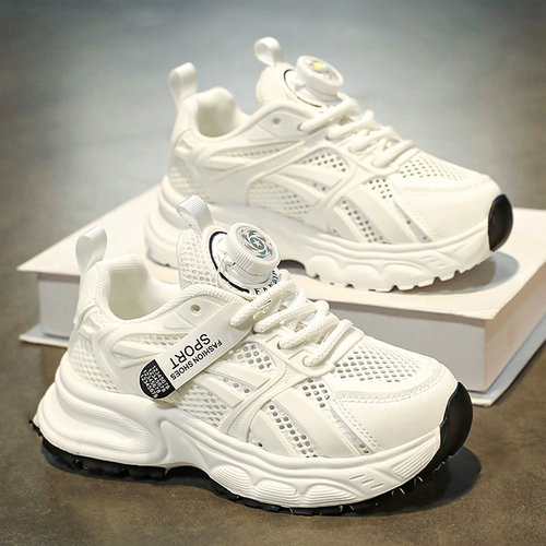 Летняя белая обувь для мальчиков, дышащие детские спортивные туфли, мягкая подошва