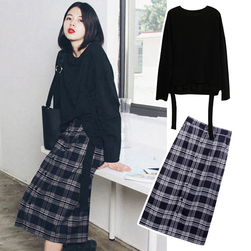 2021 autumn new light cooked fat mm Western style skirt two-piece suit large size women's wear age-reducing fashionable thin