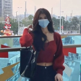 Рождественский короткий красный демисезонный трикотажный свитер, изысканный стиль