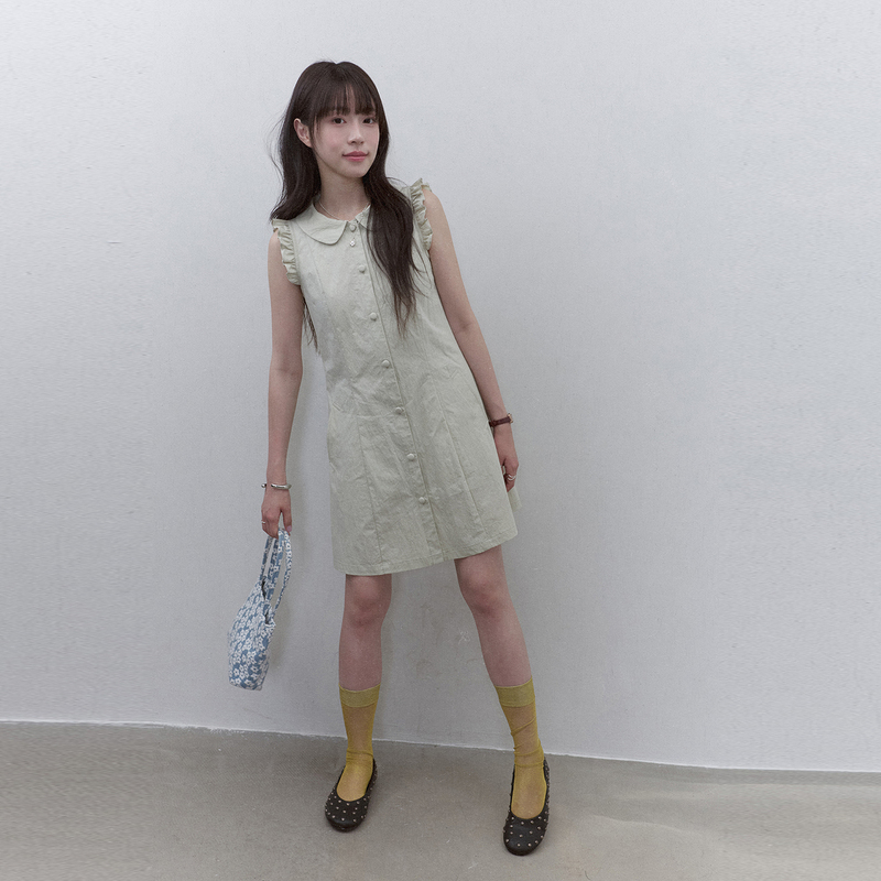 Mustard Pie Vooe Doll Collar Ruffled Sleeveless Dress Women's Summer New Vest A-Line Short Skirt Mustard Pie Vooe Doll Collar Ruffled Sleeveless Dress Women's Summer New Vest A-Line Short Skirt