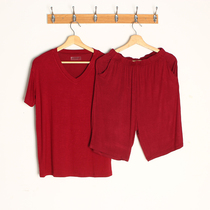 Summer casual thin mens pajamas modal short sleeve short set plus fat home clothes half sleeve big pants can be worn outside