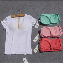 Chalsdale Modal with chest pad short-sleeved T-shirt no-wear bra cup one yoga suit home pajamas