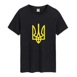 Tryzub Ukrainian Ukraine Cotton Short-Sleeved T-Shirt Men's and Women's Loose Casual Summer Wear