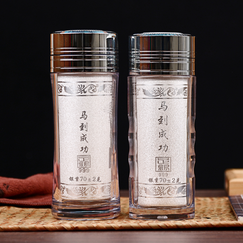 【2025年製 新品】 銀水杯999純銀盃子食用銀雲南雪花銀熟銀內膽保健杯男女士茶杯 工芸品