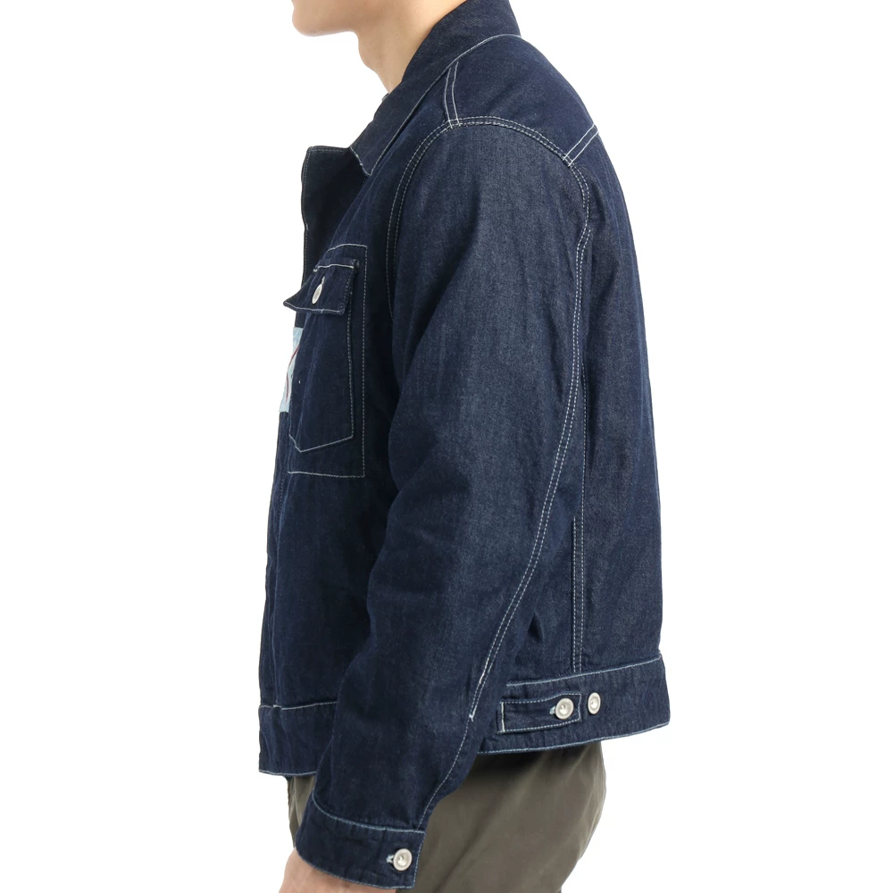 CP COMPANY мужская короткая деним-куртка из чистого хлопка с лацкеном без воротника 18CMOW188A