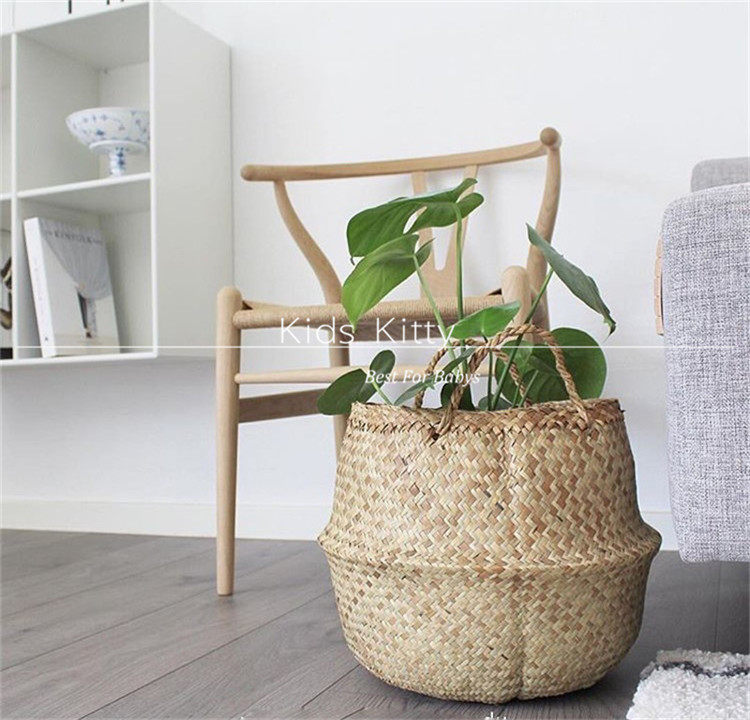 Nordic folding basket seaweed knitting basket pure hand-made flower basket household debris collection of cold wind shooting