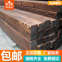Carbonized wood pillars antiseptic wood columns wooden slats outdoor courtyard fences corridors grape racks wooden planks antique wooden squares
