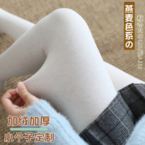 Japanese leggings women padded velvet 150cm short man 145 pantyhose autumn and winter oat rice White