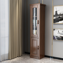 Solid Wood Single Door Bookcase Small Locker With Door Corner Cabinet Narrow Cabinet Home Wood-standing Cabinet Disposal Cabinet Bookcase