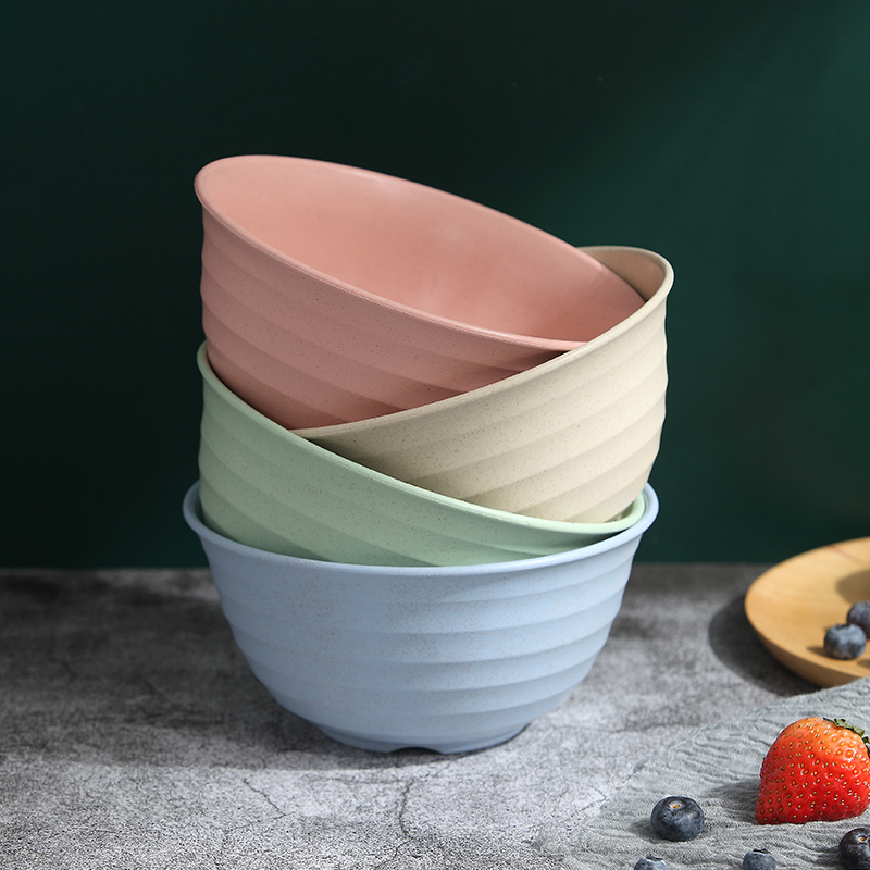 Wheat straw household large ramen bowl Rice bowl instant noodle bowl Anti-fall and anti-hot instant noodle bowl Soup noodle bowl Large bowl round bowl