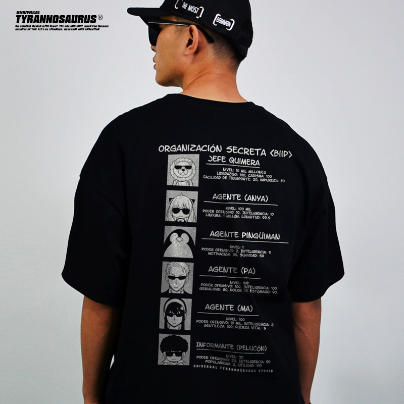 Tyrannosaurus Studio Original Cartoon Anime Peripheral Spy Playhouse Short-Sleeved T-Shirt Unisex Clothing Summer Heavyweight