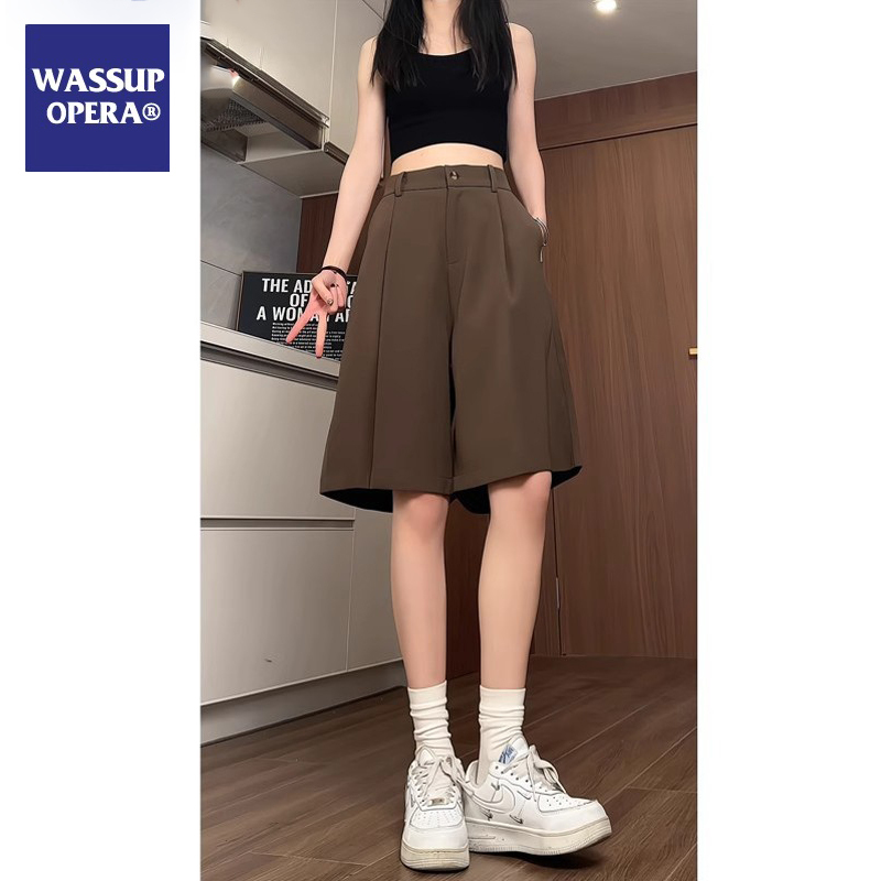 Wassup Opera Women's Suit Shorts 2026 New Summer Five-Point Shorts Plus Size Casual Loose Over-The-Knee Pants Wassup Opera Women's Suit Shorts 2026 New Summer Five-Point Shorts Plus Size Casual Loose Over-The-Knee Pants