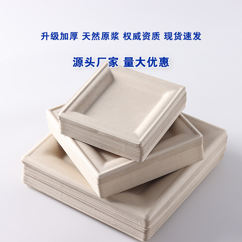 Disposable Paper Pulp Plate Food Grade Dinner Plate Thickeneded 10inch Paper Plate Household High Temperature Resistant Barbecue Commercial Square Disposable Paper Pulp Plate Food Grade Dinner Plate Thickeneded 10inch Paper Plate Household High Temperature Resistant Barbecue Commercial Square