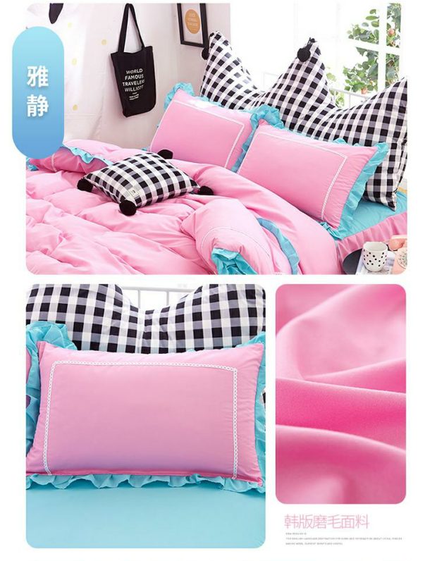 Phiên bản tiếng Hàn của vỏ gối ren màu rắn cặp gối bông 48 * 74 vỏ gối đơn gối hơi cao cấp