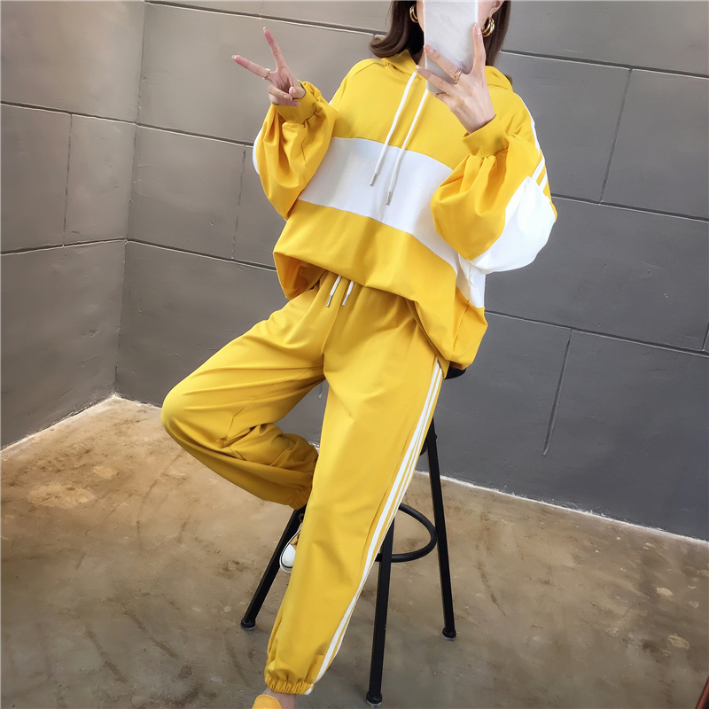 VK旗艦店 韓系百搭拼色連帽薄款寬鬆單品長袖上衣