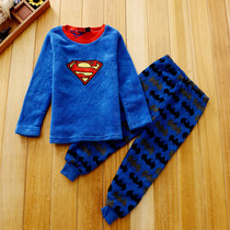 Foreign trade brand original single export to Europe and the United States childrens heroes and characters boys embroidered coral velvet pajamas set home clothes
