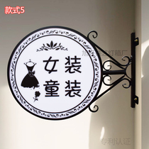 Outdoor European-style wrought iron double-sided round led light box custom-made flat hanging wall advertising sign nail shop