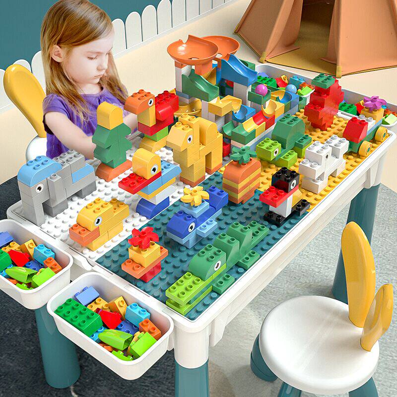 Multifunctional Accumulation Wood Table Male Girl Child Puzzle Building Blocks Assembled Toy Baby Intellect Brain 3-6-year-old gift 2
