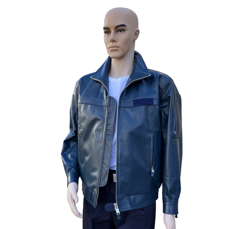 Blue spring and autumn flying soft warm zipper lapel casual youth middle-aged and elderly tooling leather jacket leather jacket