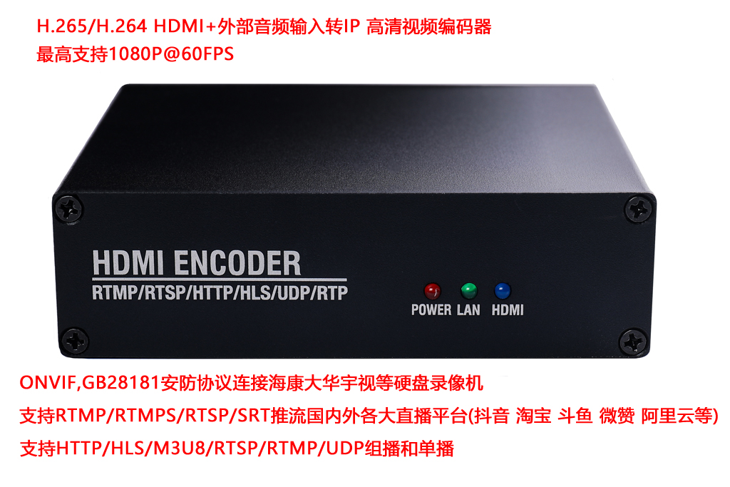 H.265 H.264 HD HDMI Video Encoder HDMI to IP Webcast RTMP Authentication Push Stream NVR