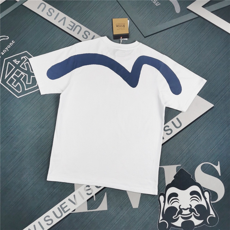 Evisu Fushen Short-Sleeved T-Shirt for Men and Women, New Summer Style, Smoking Big M, Loose Large Size, Sports and Leisure Couple Wear Tee