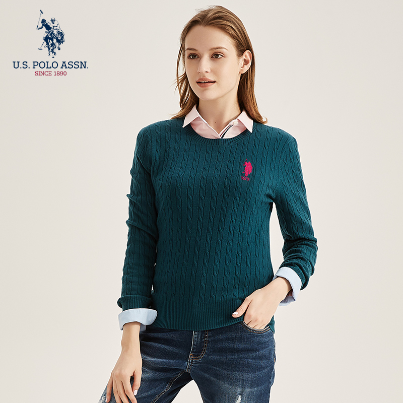 Hoa Kỳ POLO ASSN. Áo len đầu knitsweater phụ nữ áo len của lỏng lười mùa thu / mùa đông đáy mới