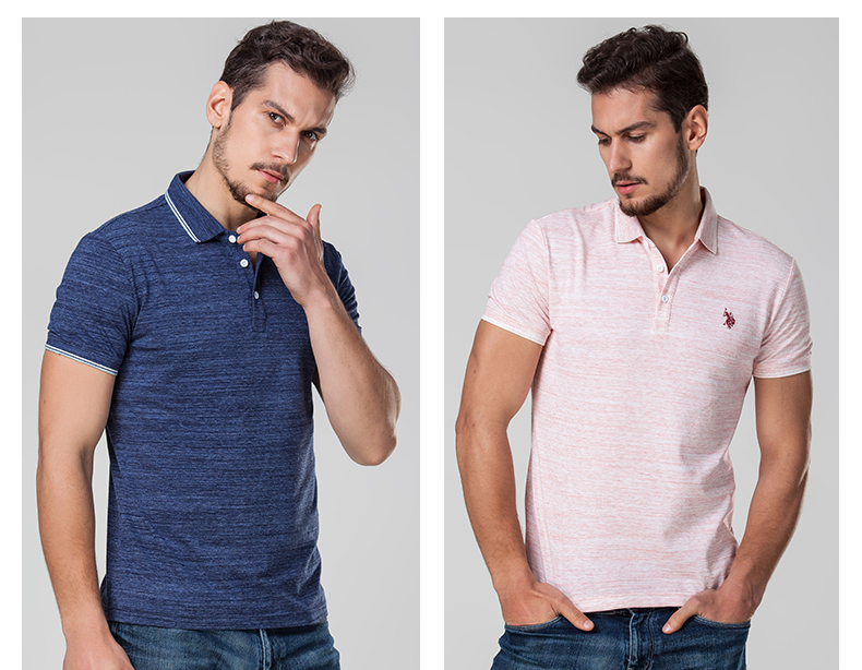 CHÚNG TÔI POLO ASSN. Ngắn Tay Áo T-Shirt Nam Xu Hướng Ve Áo T-Shirt Nam Nửa Tay Áo Mùa Hè Màu Trắng Mỏng Giản Dị