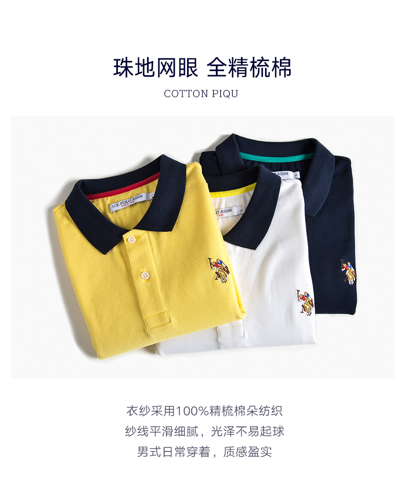 Mỹ POLO ASSN.polo áo sơ mi t-shirt nam ngắn tay ve áo xu hướng Paul nam mùa hè bông giản dị tự trồng trọt