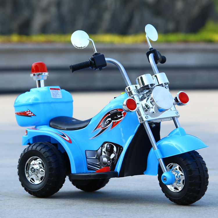 Police LightElectric Tricycle Flash with Music Exquisite Gift Locomotive Boys and Women Baby Electric Car Children