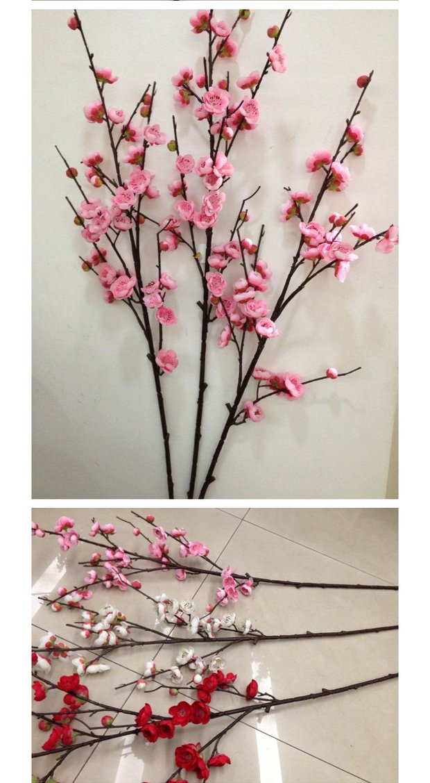 Mô phỏng cao mận hoa mận nở hoa phòng khách sàn hoa cắm hoa mận cành hoa đào cành hoa khô - Hoa nhân tạo / Cây / Trái cây giả hạc hoa hồng đỏ