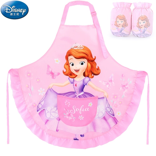 Дисней, детские нарукавники, комплект, нагрудник, детский фартук для рисования для еды без рукавов, сзади на завязках
