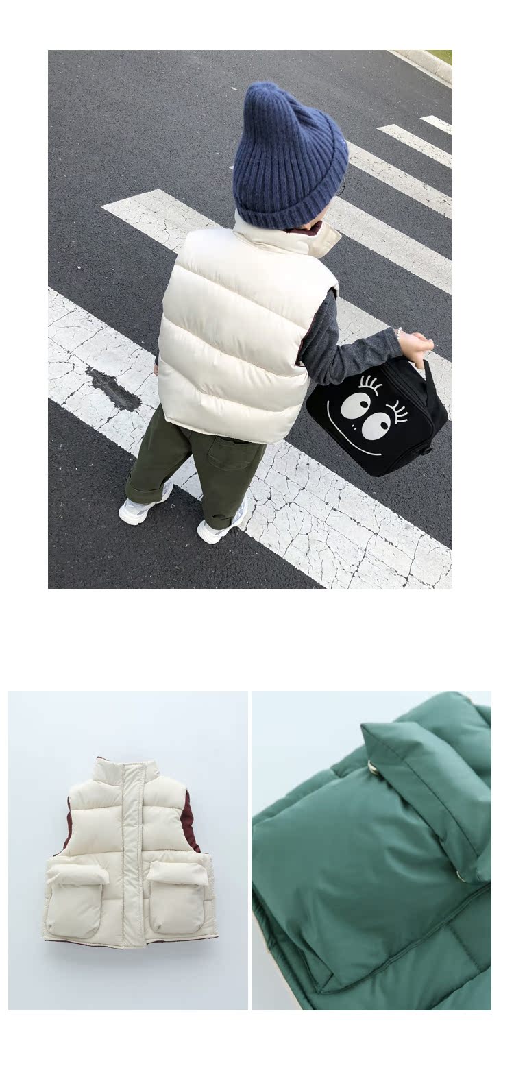 Áo vest cotton cho bé mùa thu ấm áp mùa đông và mùa đông trẻ em Hàn Quốc thời trang hoang dã tay áo cotton dày áo gile phao trẻ em