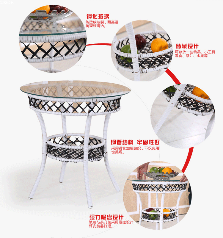 Ghế wicker bàn cà phê ba bộ ngoài trời vườn giải trí bảng và ghế kết hợp mây pe mây ghế wrought sắt đồ nội thất dệt ghế