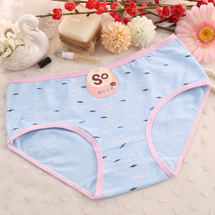 5 túi cô gái đồ lót phụ nữ cotton thấp eo an toàn màu đen và trắng màu xám dễ thương sexy thoải mái eo tóm tắt của phụ nữ