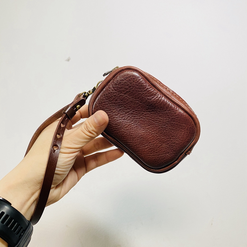 Three EDC handmade small carry with tannic leather Bull Leather Knife Bag pen glasses Inclusions Kits to Contain Bag-Necklace Style